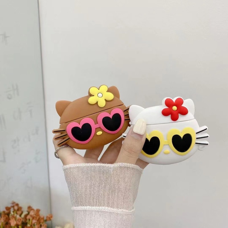 クリエイティブでかわいい KT 猫 AirPods Pro Apple Bluetooth ヘッドフォンケース第 2/3 世代漫画シリコン保護カバーに適しています|undefined