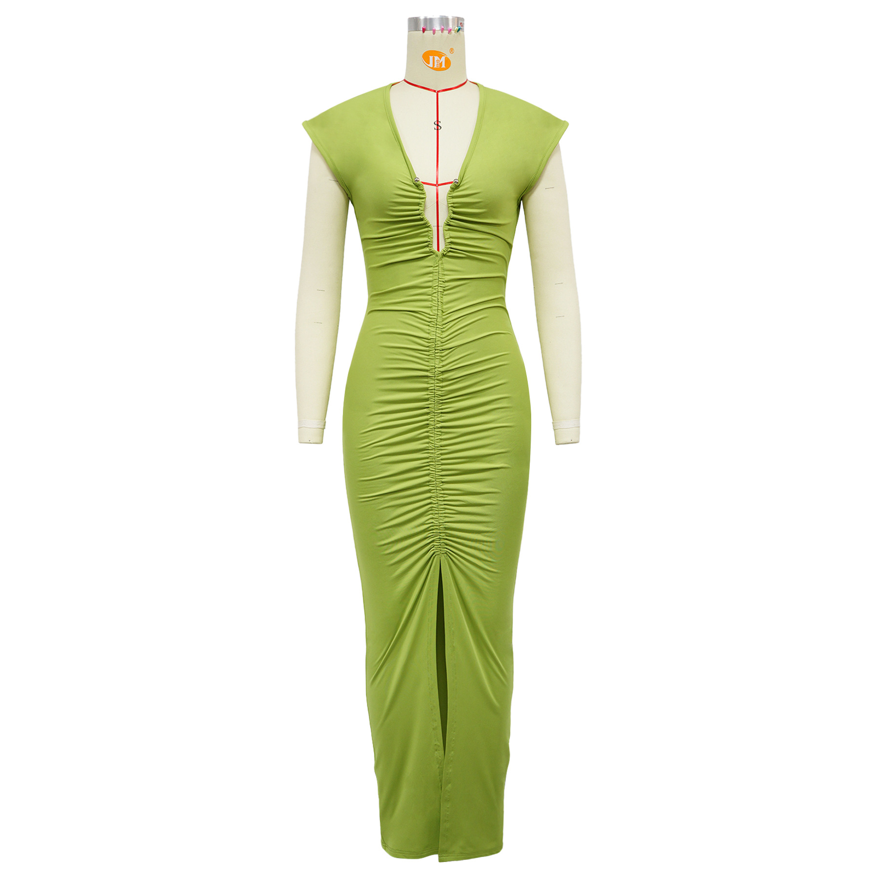 308g Weight Midi Dress Dress Length Type Sleeveless Sleeve Length Bodycon Dress Dresses Type Polyester Fabric Type High Waist Waist Line Party, Cocktail Party Occasion V Neck Neckline Skinny Fit Type Solid Color Pattern Summer Season Women's Gender Sexy, Streetwear Style Wholesale Women's Sexy Streetwear Solid Color Party Cocktail Party V Neck Sleeveless Bodycon Dress 5