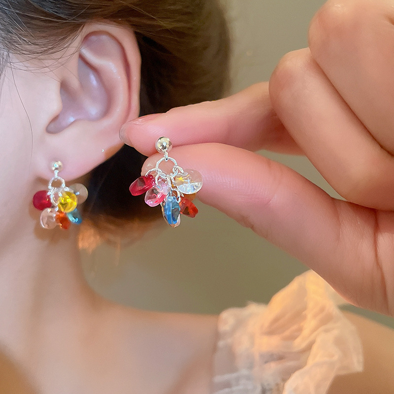 Pendientes de perlas de flor de circón de aguja de plata, pendientes de lujo de alta gama de lujo ligero exquisito, pendientes de todo fósforo blanco de moda de nicho al por mayor