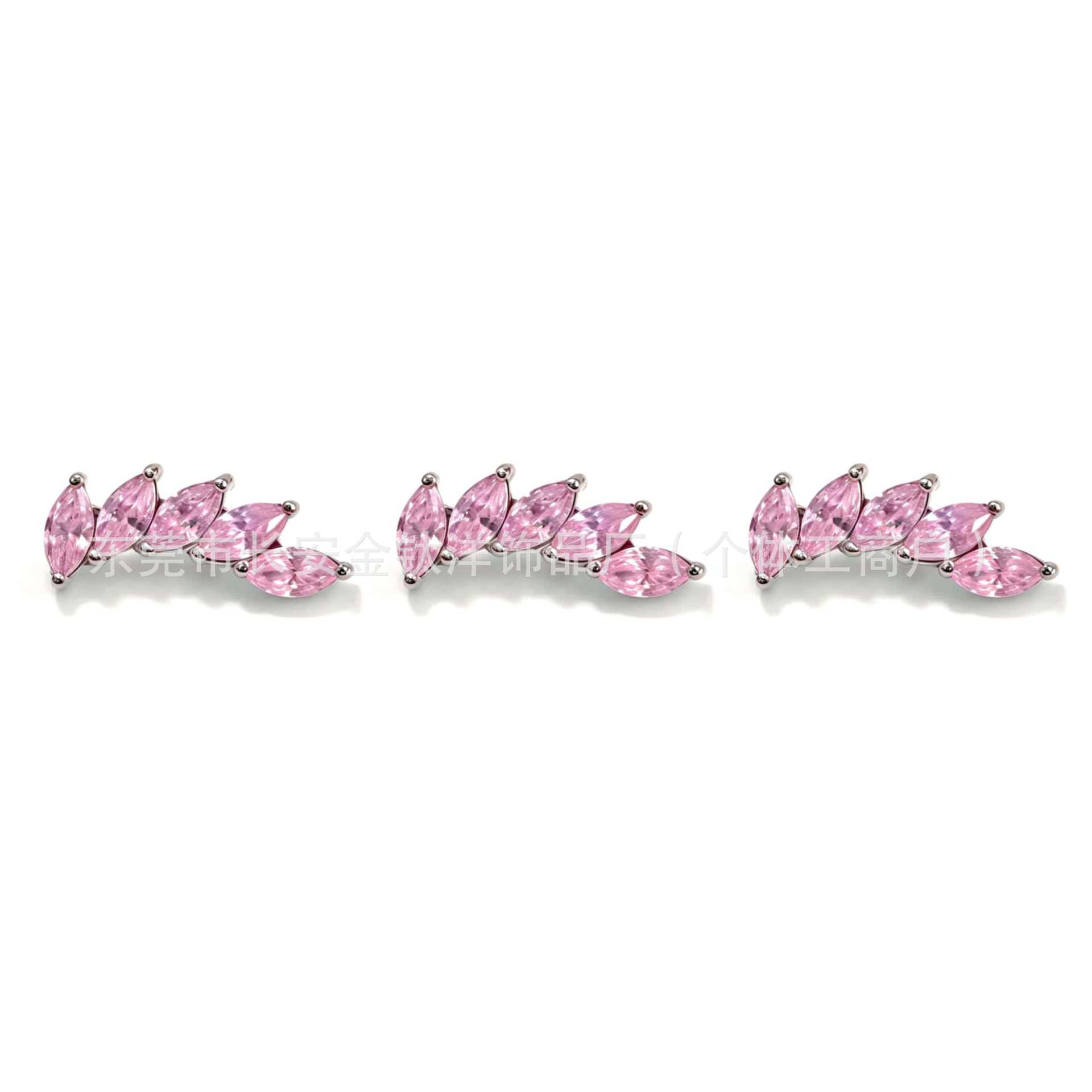 F136 Titanium Beveled Marquise Five-Leaf Bezel-Set 5A Zircon Ear Cartilage Stud Earring Body Piercing Jewelry detail image 7