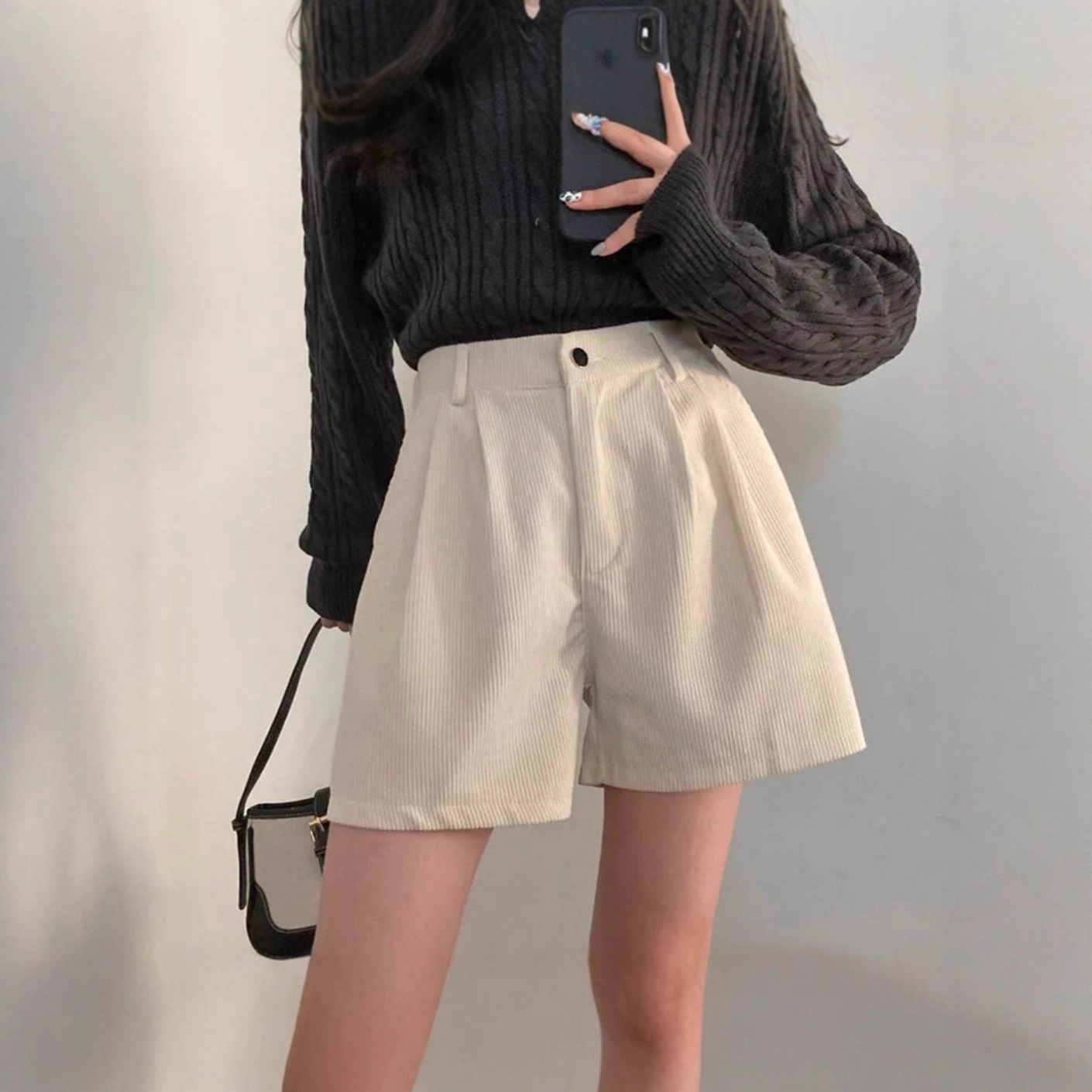大码胖mm灯芯绒短裤女2025秋冬季高腰外穿A字阔脚裤黑色休闲靴裤