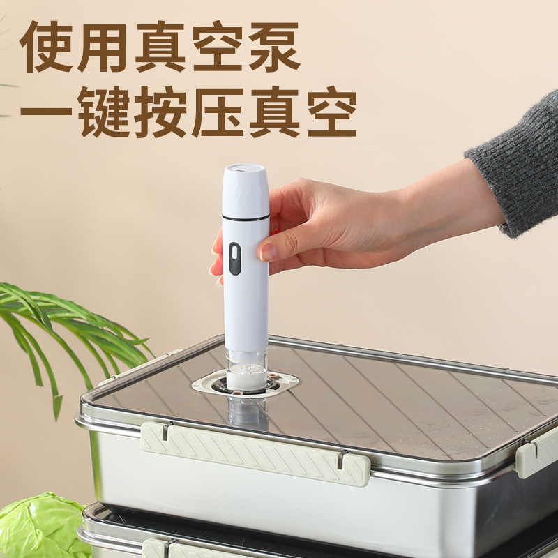 Caja de Conservación de Alimentos de Acero Inoxidable 304 Sellada al Vacío para Refrigerador