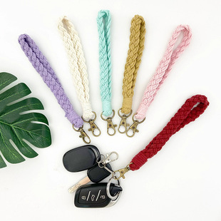 Amazon Foreign Trade Supply Bracelet Bracelet Key Ring Pendant Hand-Woven Cotton Rope Key Chain Pendant Accessories