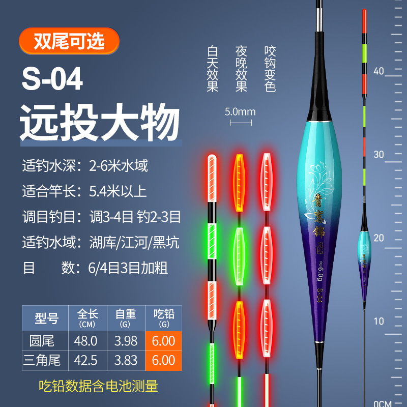 Dayu Electronics 昼夜両用高感度太字目立つバイトフック色が変わるアオモリと鯉の浮き釣り用発光フロート|undefined