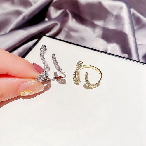S925 silver custom European and American serpentine opening adjustable ring bending line ring fashion and personality