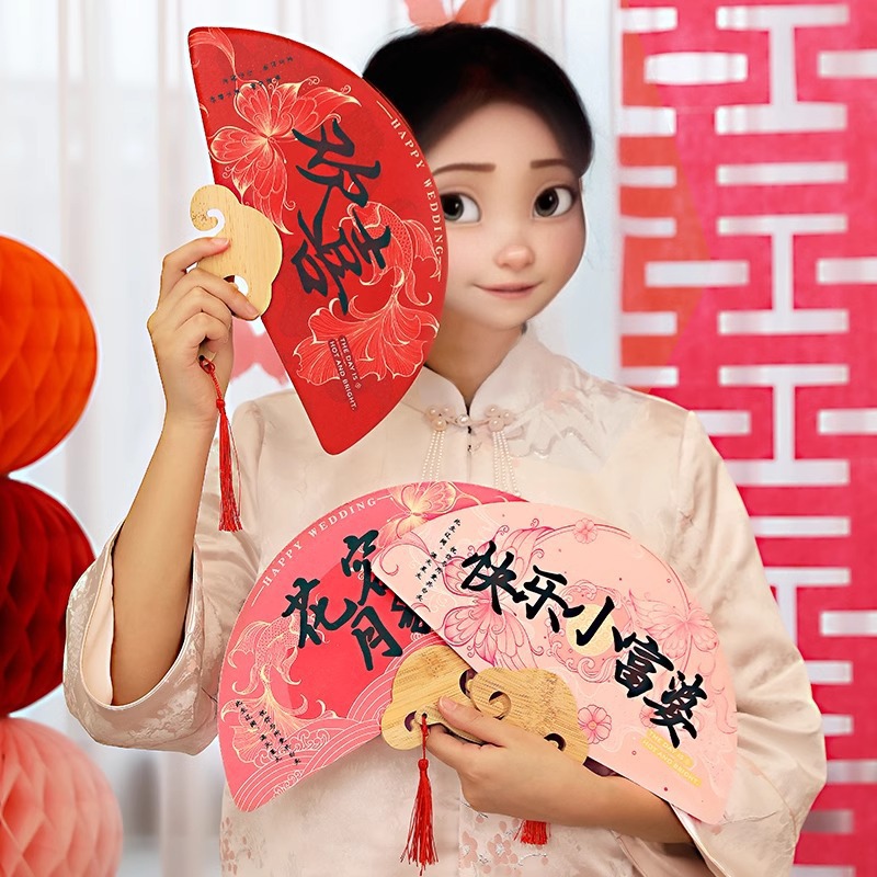 Nuevo ventilador de boda de estilo chino para la dama de honor, ventilador de boda, ropa de novia, props de fotografía, novias, suministros de boda