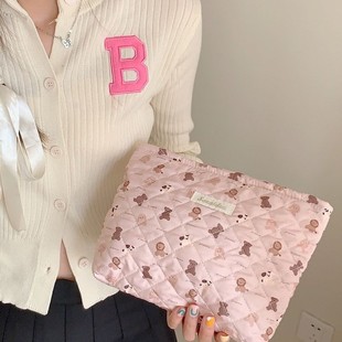38243 cute rabbit love quilted large capacity cosmetic bag portable storage bag travel wash bag