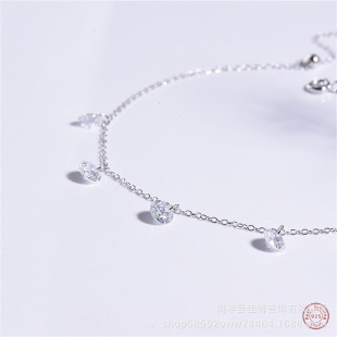 Cross-border s925 silver crystal anklet women's summer new all over the sky star Korean version of small fresh anklet silver jewelry wholesale