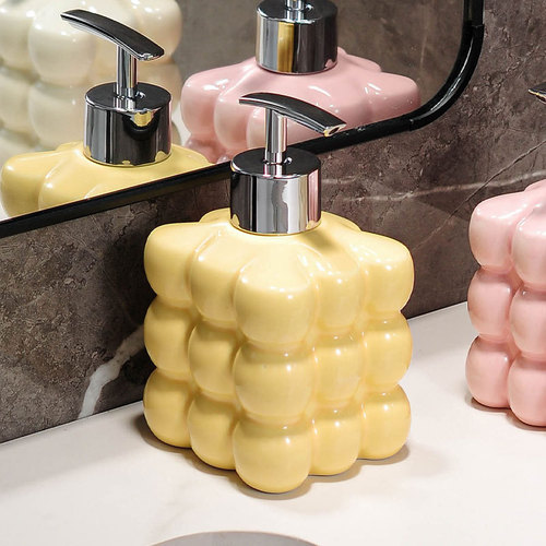 Light luxury ceramic hand washing shampoo bottle bathroom shower gel empty bottle refill bottle press bottle lotion dispenser wholesale
