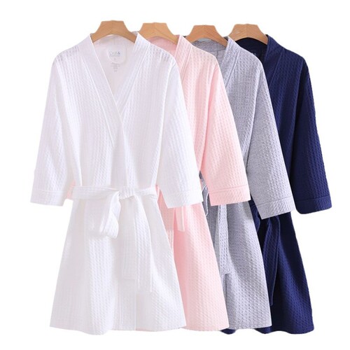 Pajama set for spring and autumn, new style for women, loose honeycomb pattern, plus-size long-sleeved home wear, hotel robe for men, couple sleepwear, for sale