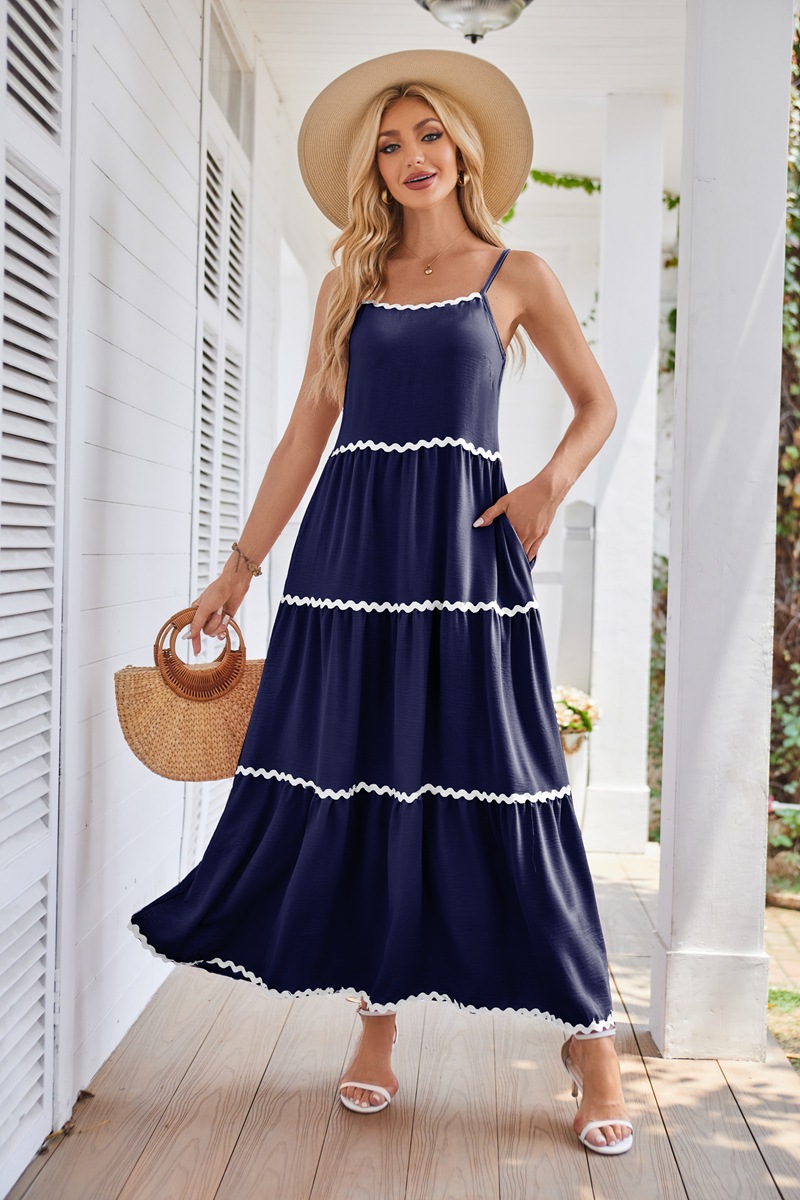 Femmes Robe À Bretelles Style Simple Sangle Sans Manches Couleur Unie Maxi Longue Robe Vacances Du Quotidien display picture 7