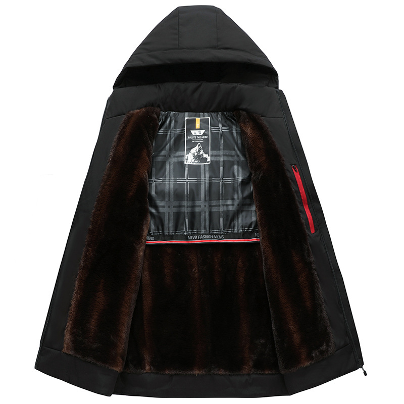 Abbigliamento maschile Cappotto invernale in velluto spesso, cappotto imbottito in cotone da uomo con cappuccio staccabile, giacca imbottita in cotone e seta, cappotto imbottito da papà, cappotto invernale da uomo_voghion.com