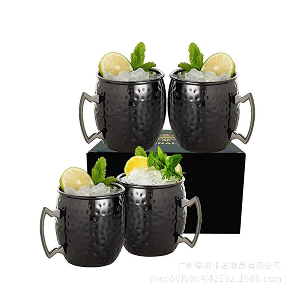 Venta caliente transfronteriza Copa de Moscú taza de mula 304 acero inoxidable chapado en cobre punto de martillo taza desnuda copa de vino copa de cóctel taza