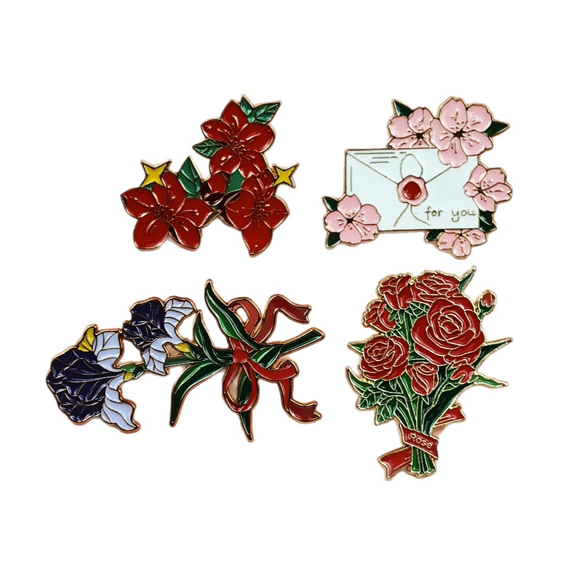 Florale Metallbrosche Für Damen Kirschblüte Und Rose Anstecker_voghion.com