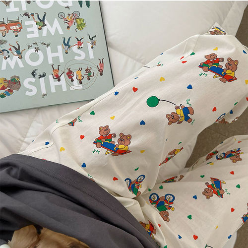 Walking pants!  Cartoon Balloon Bear Pajama Pants Women's Summer and Autumn New Home Air Conditioning Pants Loose Casual Pants