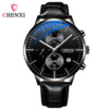 晨曦 Universal bracelet, men's watch, calendar for black leather, waterproof quartz watch strap