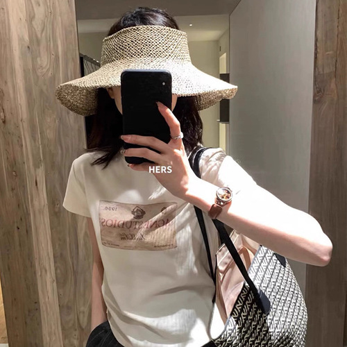 Foldable natural salt grass empty top hat portable Korean style rolled-brimmed sunshade straw hat seaside vacation hat