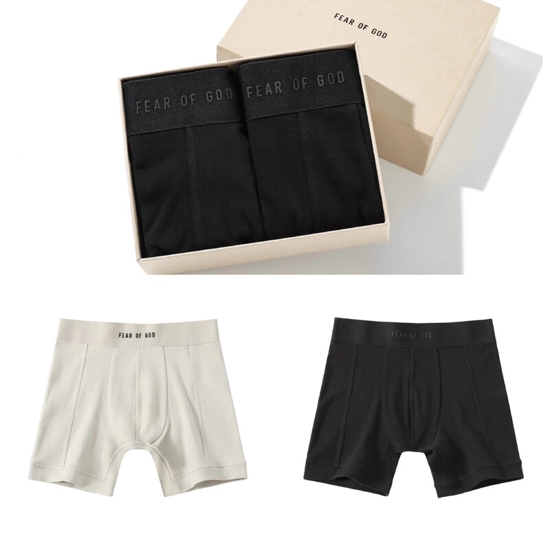 European and American Fog High Street Men's Cotton Blended Boxer Briefs Trendy Brand Boxer Briefs Classic Long Large Size 2 Pack