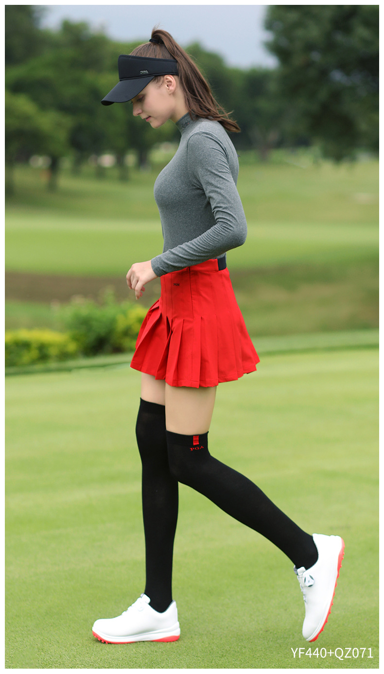 Áo thun dài tay cổ đứng nữ golf giữ ấm thu đông — YF440-Đen, YF440-màu trắng, YF440-Hoa màu xám, YF440-màu hồng chi tiết 11