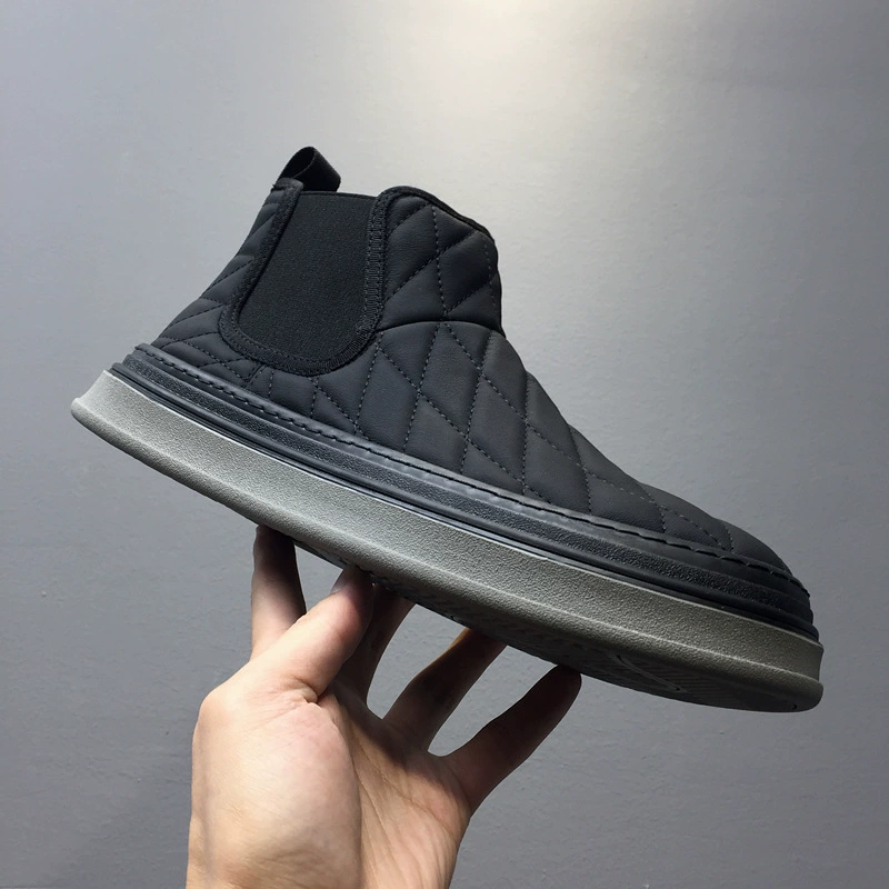 Ботинки Челси, мужские ботильоны, Зимняя мужская обувь на флисовой подкладке, повседневные ботинки-дым, кожаные ботинки в британском стиле, Ботинки Martin на толстой подошве, хлопчатобумажные ботинки