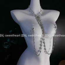 情趣用品时尚闪钻项圈连体乳夹链可拆卸乳夹k9咪咪夹子刺激奶头