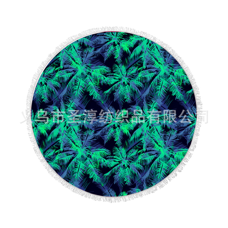 La fibra impresa redonda de la toalla de playa de la fuente directa de la fábrica con las borlas siente suave puede ser arena antiadherente de la playa de la imagen