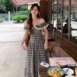 夏季赫本风蕾丝花边连衣裙高级复古温柔风骨子群优雅气质显瘦长裙