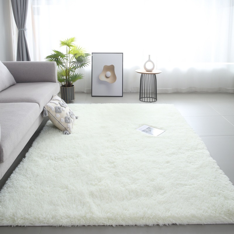 Living Room Plush Carpet, Bedroom Balcony Bay Window Mat, Girl's Bedside Room Large Area Full-Cover Solid Color Carpet for Home Use