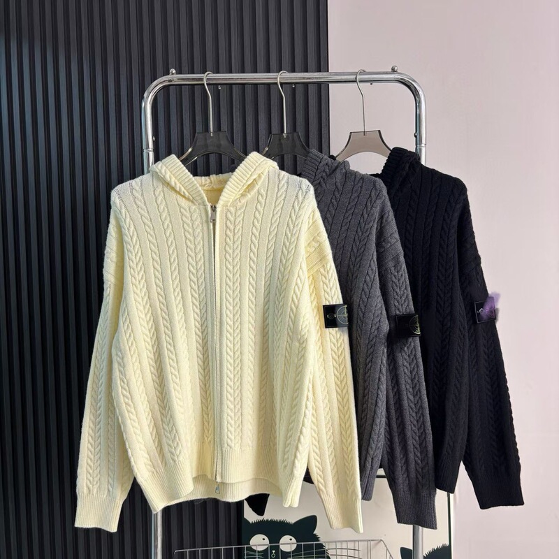 Cross-border stone-patterned zip-up hoodie sweater with functional knit details, autumn/winter unisex outerwear Cross-border stone-patterned zip-up hoodie sweater with functional knit details, autumn/winter unisex outerwear