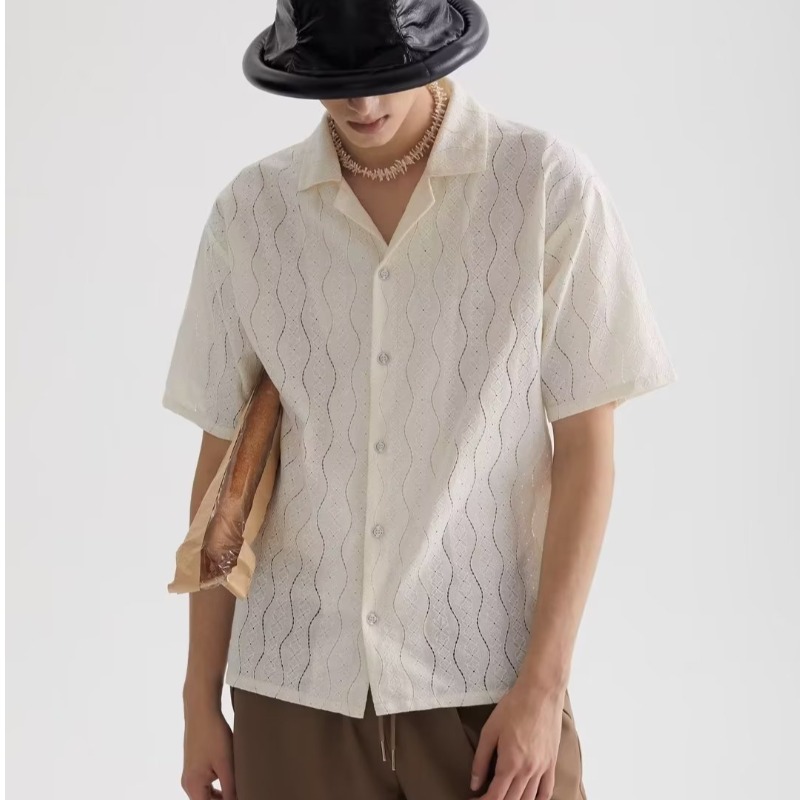 Cuban Collar Design Niche Vintage Short-Sleeved Floral Shirt for Male Couples Vintage Retro Loose Beach Shirt