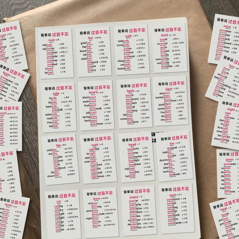 126 Simple English Word Note Stickers, Creative Literary Niche Learning Stickers, DIY Tablet Phone Case