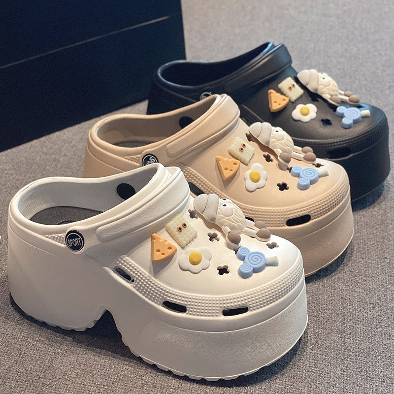 卸売りの新型の厚い底の穴の靴の女性の滑り止めの砂浜は高くなります。|undefined
