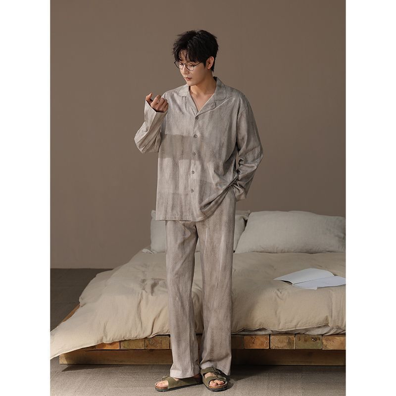 2026 New Men's Pajamas for Spring and Autumn, Pure Cotton Long Sleeve, High-Quality, Large Size, Loose Fit, All-Cotton Youth Homewear Set 2026 New Men's Pajamas for Spring and Autumn, Pure Cotton Long Sleeve, High-Quality, Large Size, Loose Fit, All-Cotton Youth Homewear Set