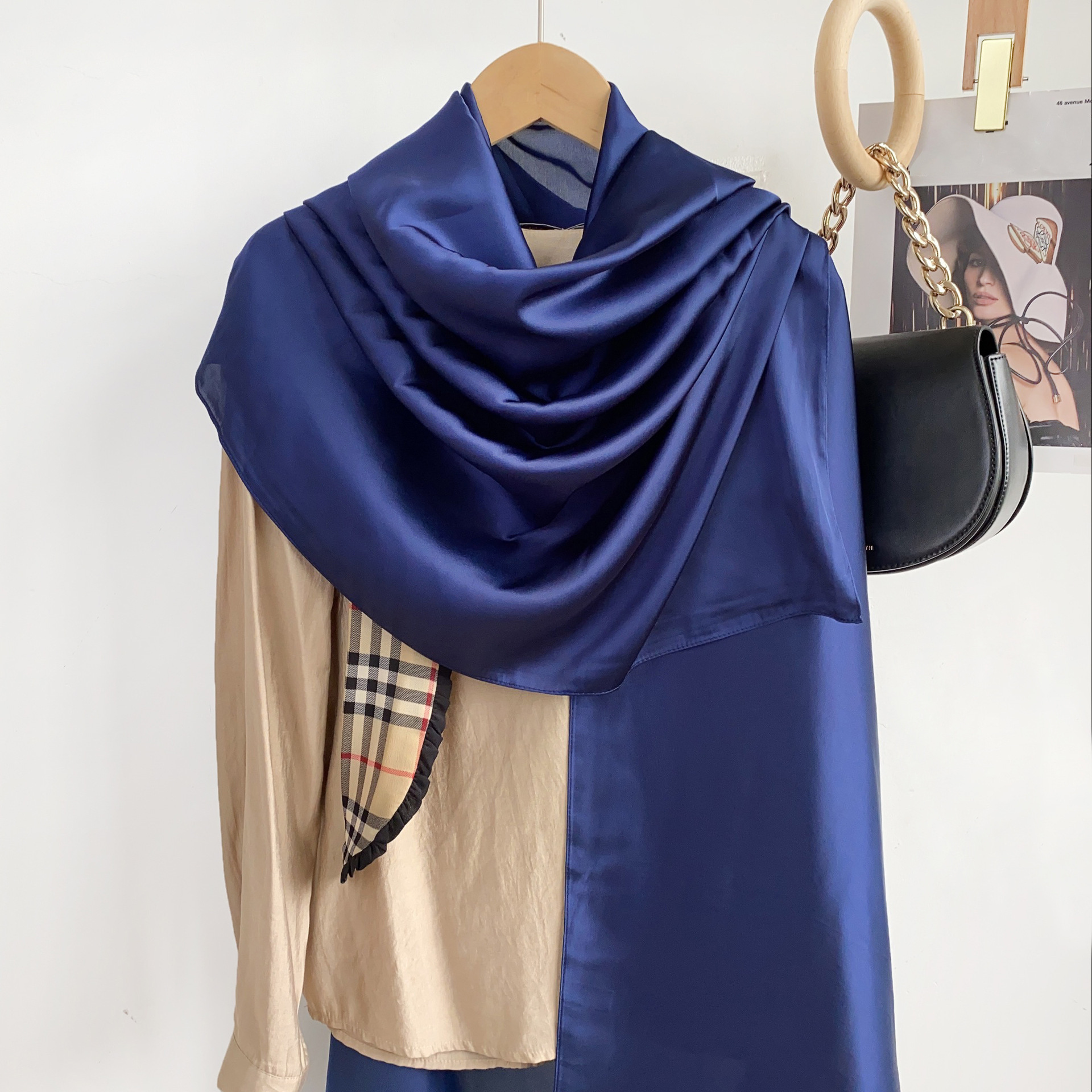 Verano delgada de gran tamaño bufanda desierto viajes protector solar chal estilo étnico bufanda seda artificial color sólido bufanda para las mujeres