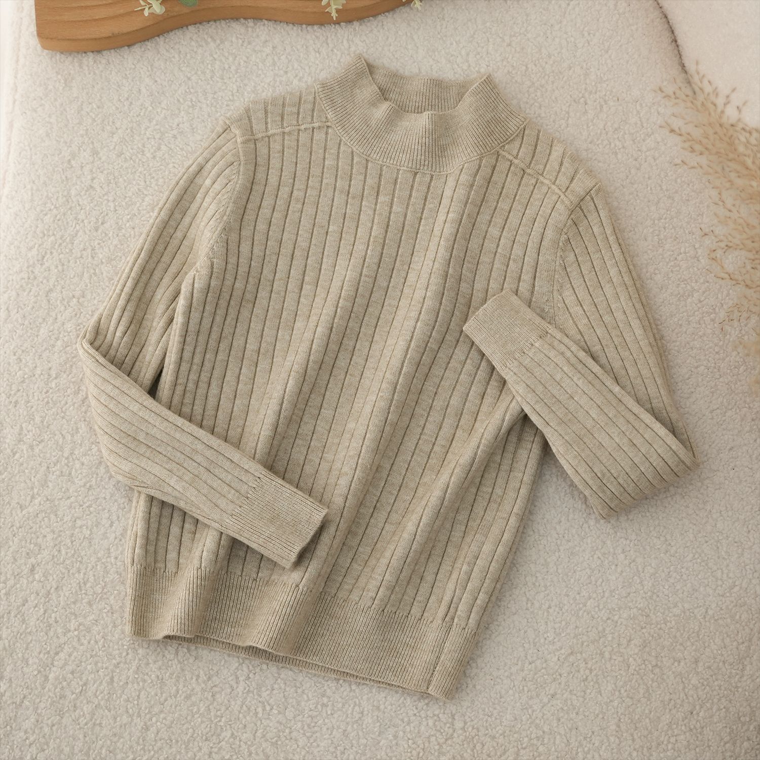 2025 otoño y invierno nuevo suéter de cuello medio alto para niños, hombres y mujeres con una camiseta de lana sólida