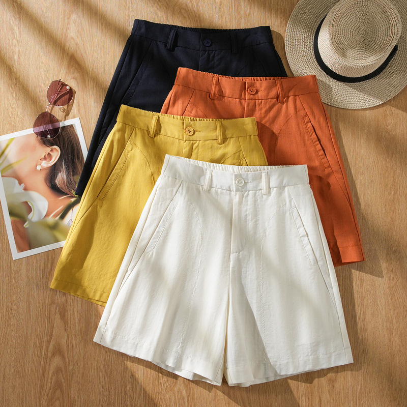 Tencel Linen Shorts for Women 2026 Summer New Thin High-Waisted Slimming Elastic Loose Casual Mid-Length Shorts Tencel Linen Shorts for Women 2026 Summer New Thin High-Waisted Slimming Elastic Loose Casual Mid-Length Shorts