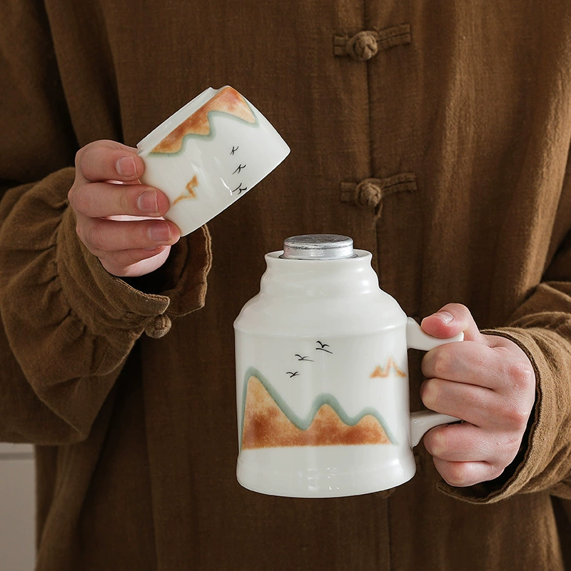 Small tea cup, ceramic retro tea set, 500 ml