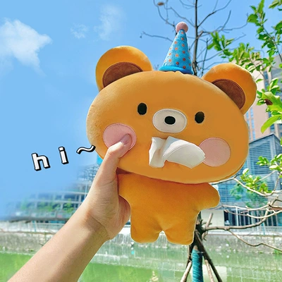 Car Tissue Box Hanging Car Creative Internet Celebrity Cute Car Tissue Plush Doll Car Tissue Paper Box (Car tissue box/set) - cute-birthday-bear