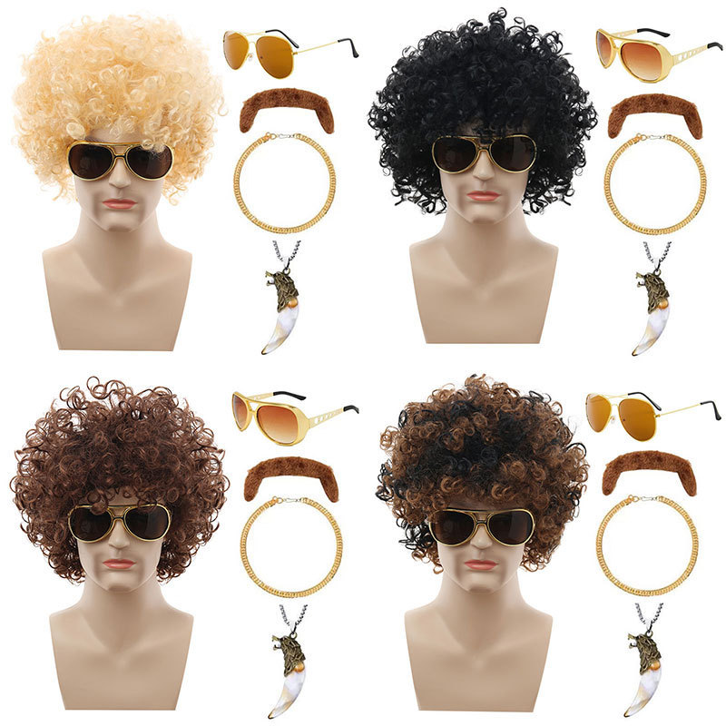 Halloween Hot Selling Carnival Hippie Suit 80S Elvis Patrol Punk Wig European and American Style Party Play