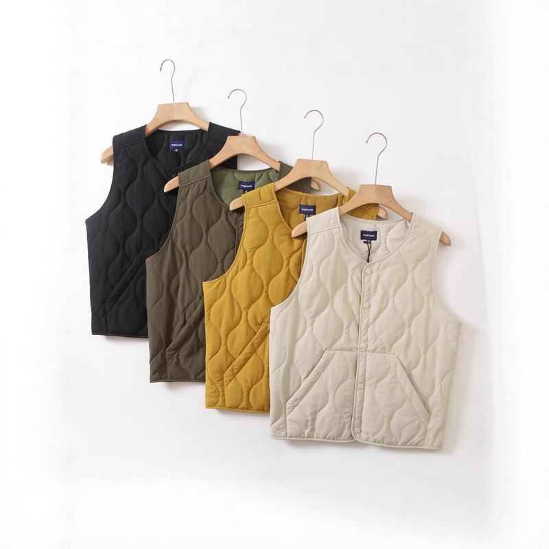 Japanese-Style Autumn and Winter Gourd-Shaped Quilted Windproof Waterproof Lightweight Thin Cotton Vest Warm Casual Jacket