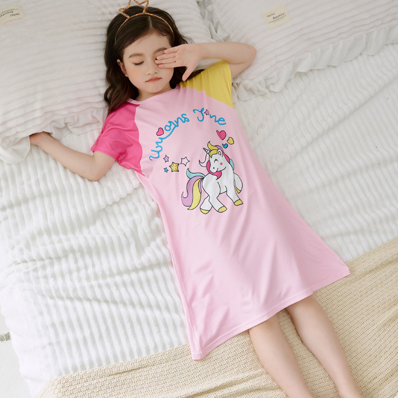 202 Foreign trade summer Child Thin section Cartoon White Rabbit children Short sleeved . summer children Nightdress