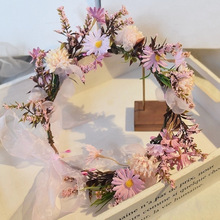 超仙花环头饰森系少女藤条编发白色拍照头饰发箍装饰仿真花朵发饰