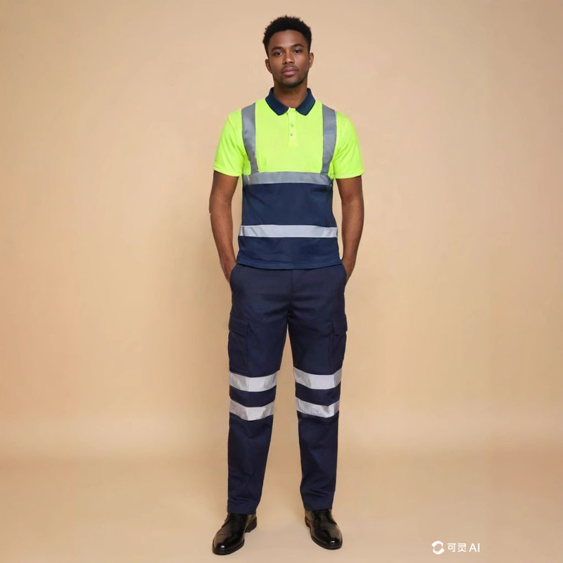 Summer Breathable Quick-Drying Color-Blocked Reflective Polo Shirt Construction Sanitation Logistics Warehousing Safety Work Clothes Short-Sleeved T-Shirt