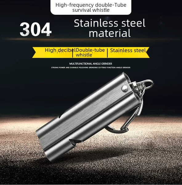 Metal stainless steel outdoor referee sports survival fire whistle all titanium alloy double tube high frequency whistle manufacturers