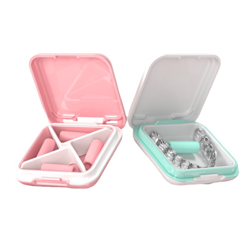 Tirantes caja de almacenamiento con espejo pequeña caja de la medicina compartimiento dentadura caja de almacenamiento dentadura ancianos Amazon transfronteriza Venta caliente