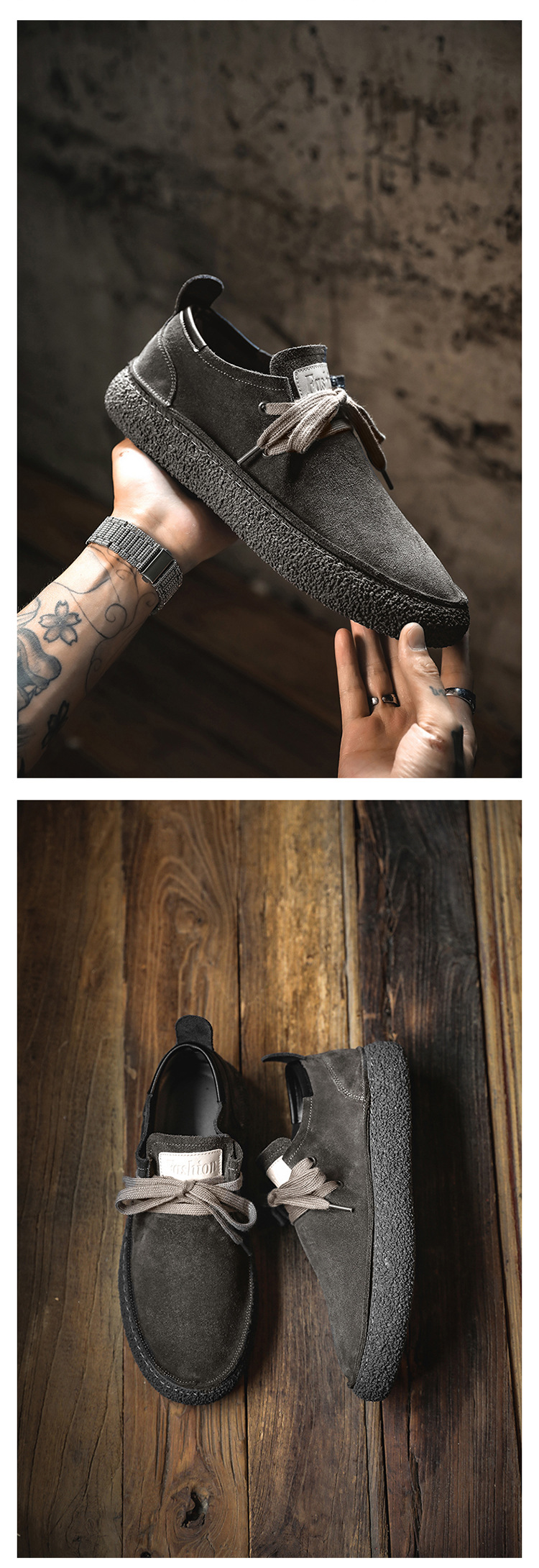 2024 männer Neue Echtes Leder Casual Schnüren Nicht-slip Weiche Sohle Atmungsaktive Board Reverse Fleece Wildleder Trendy Schuhe_voghion.com