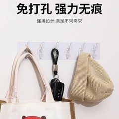 Transparent Row Hooks, 6-Pack, Strong Adhesive—Stays Put, Non-Marking, No-Drill Storage Wall Hanger for Behind the Door