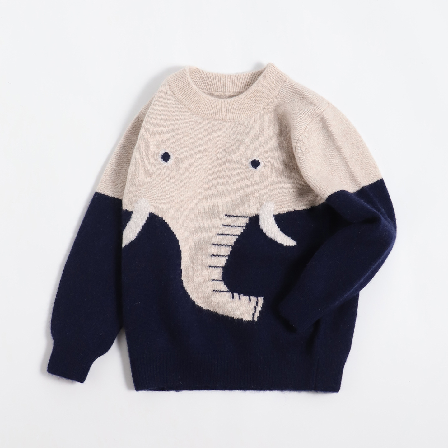 Little Sheep Jumping - Children's Cashmere Sweater, New Winter Style, Boys' Cartoon Elephant Pullover Sweater for Babies and Toddlers