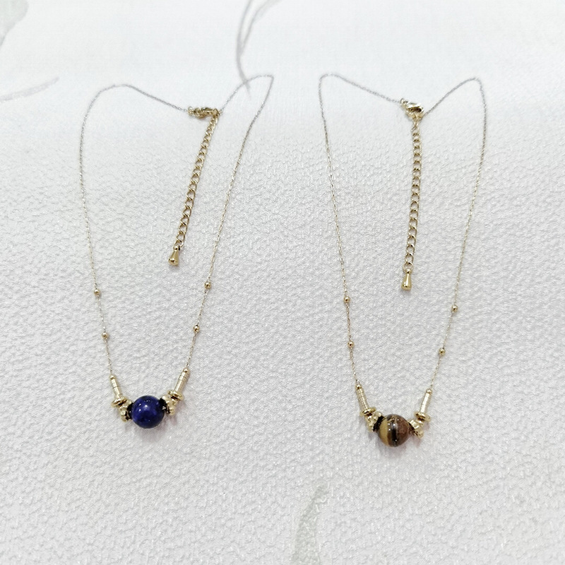 8g Weight Necklace Classification 304 Stainless Steel Chain Material 1 Piece Quantity Holiday, Daily Occasion 304 Stainless Steel, natural stone Material Geometric Pattern Women's Gender Beaded Design Casual, Simple Style Style Casual Simple Style Geometric 304 Stainless Steel Natural Stone Necklace In Bulk 8