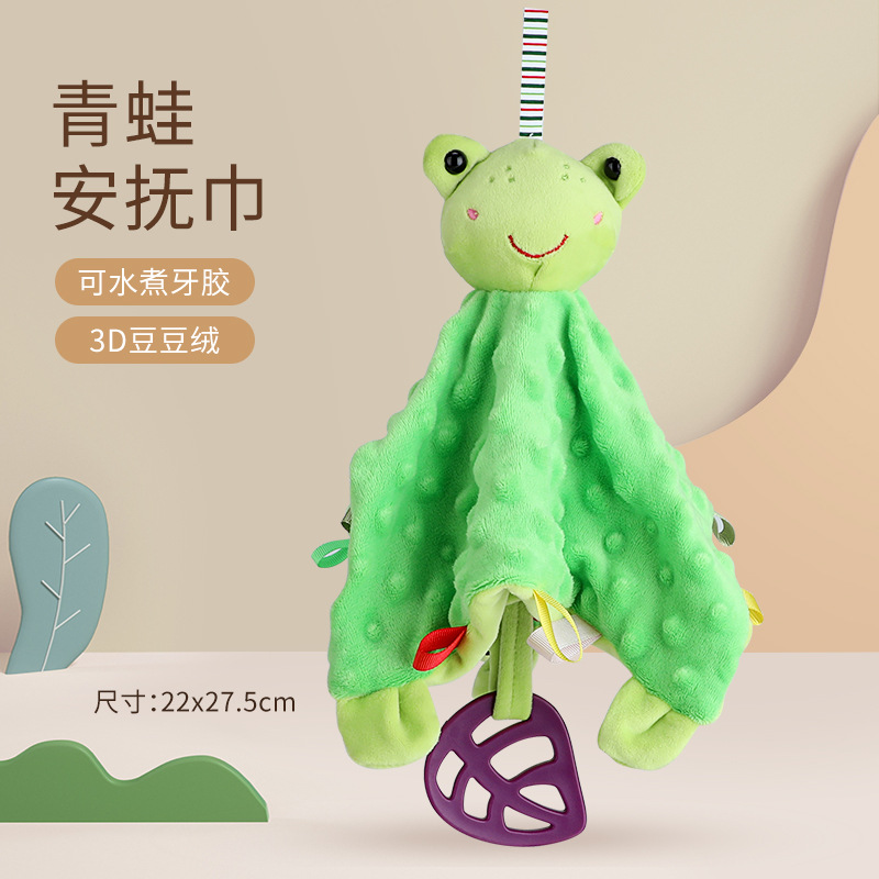 Bebé juguetes bebé calmante para dormir muñeca de peluche con mordedor puede entrar frijol terciopelo calmante toalla saliva toalla